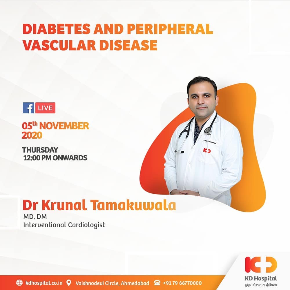 Diabetes may contribute to peripheral vascular diseases, which causes narrowing or blocking of the blood vessels outside the heart and brain. Dr Krunal Tamakuwala talks about 