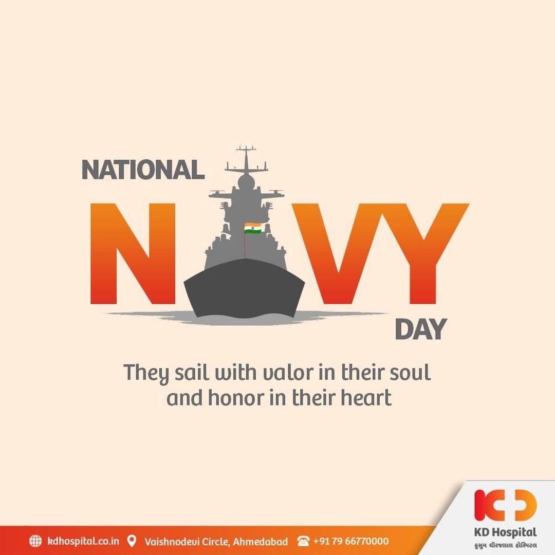 Tribute and salute to all the Naval personnel for standing tall in deep waters on this National Navy Day. 

#KDHospital #NationalNavyDay #IndianNavyDay #DoctorsOfInstagram #Diagnosis #Therapeutics #goodhealth #pandemic #socialmedia #socialmediamarketing #digitalmarketing #wellness #wellnessthatworks #Ahmedabad #Gujarat #India