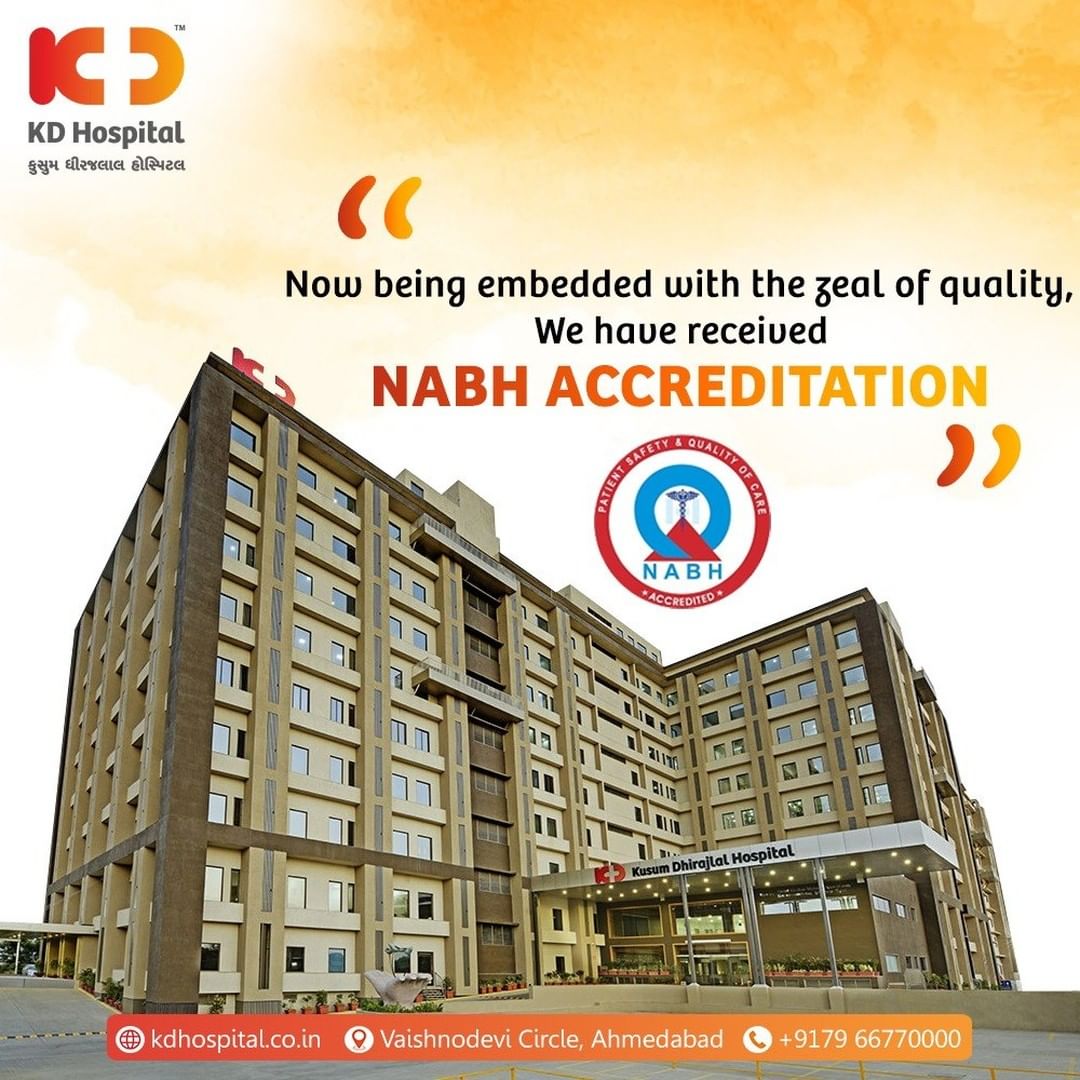 Beginning the new year 2021 with the good news. Now we are NABH accredited, The highest national recognition you should look for quality patient care and safety. 

#KDHospital #NABH #NABHHospital #accreditation #QualityCare #Compassion #Doctors #Diagnosis #Therapeutics #goodhealth #soical #socialmediamarketing #digitalmarketing #wellness #wellnessthatworks #Ahmedabad #Gujarat #India