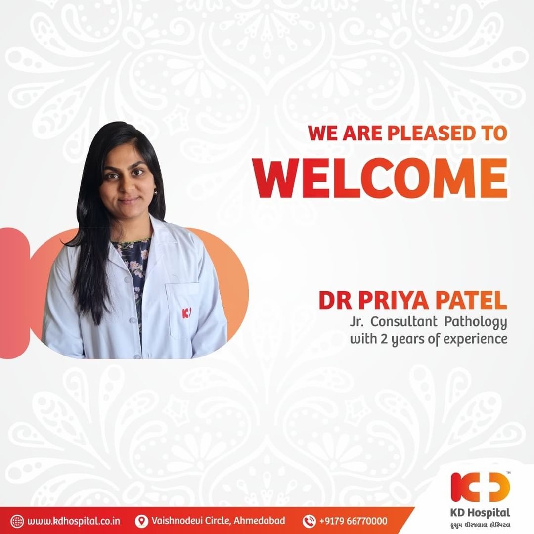 KD Hospital is pleased to announce the joining of  @drpriya2711  as Junior Consultant in the Department of Pathology with 2years of enriching experience.
#KDHospital  #Pathology #pathologist #health #doctor  #fitness #healthiswealth #healthyliving #goodhealth #pandemic #socialmedia #socialmediamarketing #digitalmarketing #wellness #wellnessthatworks #Ahmedabad #Gujarat #India