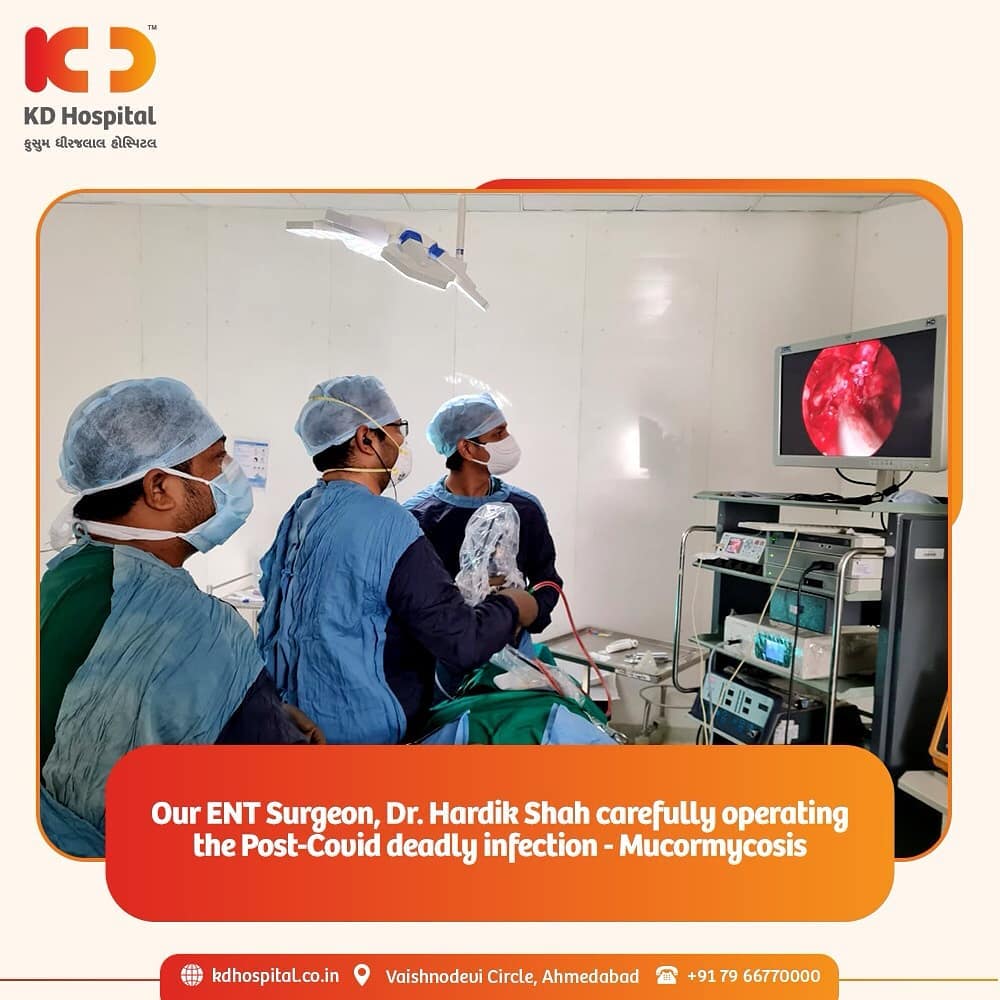 With an ongoing second wave of COVID-19, comes a risk of developing mucormycosis, also commonly known as Black Fungus. KD Hospital's ENT Surgeon Dr Hardik Shah is in action treating every patient developing these symptoms.

#KDHospital #Mucormycosis #Mucormycetes #FungalDisease #ENT #ENTSpecialist #BlackFungus #Compassion #Safety #PatientSafety  #SafetyFirst #SafetyMeasures #Diagnosis #Therapeutics #Awareness #goodhealth #wellnessthatworks #Nusring #NABHHospital #QualityCare #hospitals #doctors #healthcare #health #physicians #surgery #surgeon #Ahmedabad #Gujarat #India