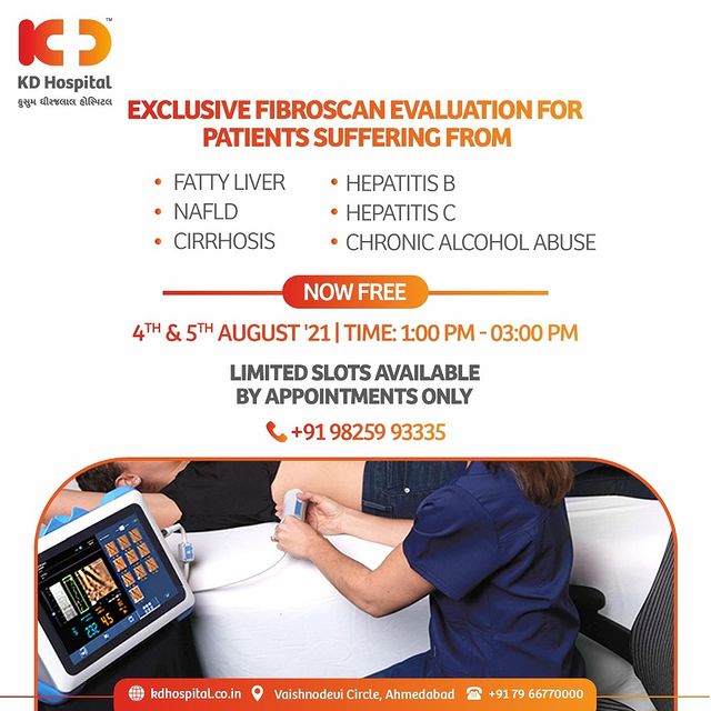 KD Hospital is offering limited period Fibroscan evaluation for patients with fibrotic diseases of the liver. Don't miss out on an opportunity and call on +919825993335 to book your appointment.

#KDHospital #GastroSciences #GastroEnterology #GastroSurgery #Bowel #Inflammation #CeliacDisease #Celiac #Gluten #Fatigue #StomachDiseases #Diagnosis #Awareness #goodhealth #Nusring #NABHHospital #QualityCare #hospital #explore #healthcare #physicians #surgeon #Ahmedabad #Gujarat #India