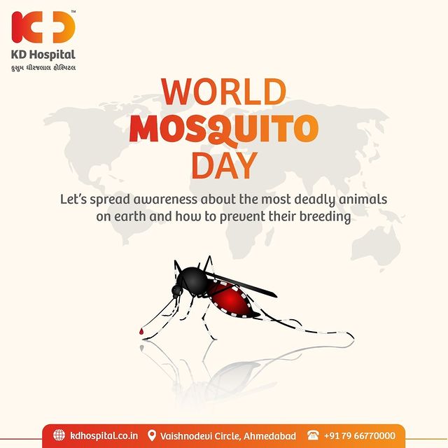 The theme of this year's World Mosquito Day is “Reaching the Zero-Malaria Target”. This day is observed to raise awareness & alertness about the deadly diseases caused by mosquitos and their complications.

#KDHospital #WorldMosquitoDay #Mosquito #Malaria #WaterBorneDiseases #Doctors #Diagnosis #Therapeutics #goodhealth #soical #socialmediamarketing #digitalmarketing #wellness #wellnessthatworks #Ahmedabad #Gujarat