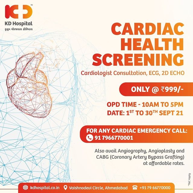 We want you to listen to your heart! KD Hospital offers a range of Cardiac Packages for your Happy Heart. Call us on 07966770000 for appointments. 

#KDHospital #MultiSpecialtyHospital #HealthyHeart #HealthAwareness #CardiacHealth #Cardiology #Cardiologist #Compassion #Doctors #Diagnosis #Therapeutics #goodhealth #patienttestimonial #patient  #soical #socialmediamarketing #digitalmarketing #wellness #wellnessthatworks #Ahmedabad #Gujarat #India