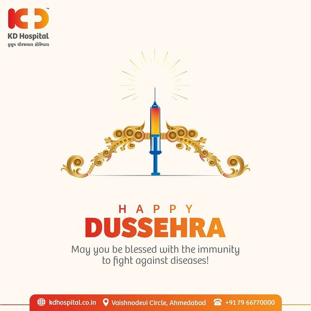 KD Hospital wishes you and your family a very Happy Dussehra!
It is time to get rid of the unwanted pain & sorrow. 
Pay attention to health & leave no stones unturned in strengthening your immunity.

#KDHospital #dussehra #happydussehra #festival #navratri #instagram#dussehraspecial  #durgapuja #navratrispecial #dandiya #gujarati #gujju #dance #jaimatadi #festive #indianfestival #vijayadashami #ram #celebration #instagood #dussehra2021 #festivals #culture #hindu #festiveseason #Ahmedabad