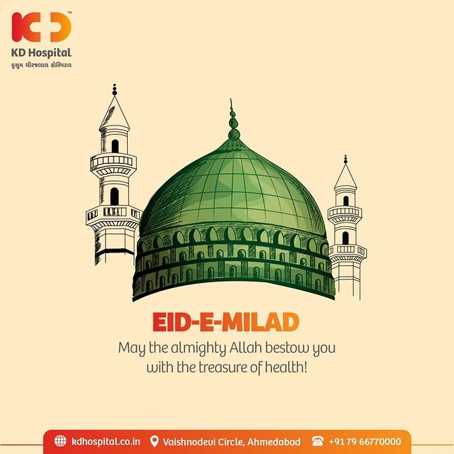 KD Hospital wishes you and your family peace, harmony, happiness, good health, and success on the holy occasion of Eid Milad-Un-Nabi!

Keep following a healthy lifestyle and always remember the almighty Allah to gift you & your loved ones the treasure of health!

#KDHospital  #Eidmiladunnabi  #EidMubarak 
#eid #islam #mubarak #milad #eidhenna #eidgift #eidmiladunnabimubarak #makkah #dua #miladunnabi #nabi #Ahmedabad #Gujarat #India