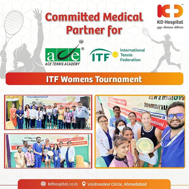 KD Hospital, Ahmedabad is proud to be the committed medical partner for ITF Women's W15 Tennis Tournament at @acetennisacademyindia , Ahmedabad.

@itftennis 
#KDHospital #acetennisacademy #tennis #tennisplayers #health #fitness #tennisindia  #itf #itftournament #tournament #itfworldtennistour #itf_tennis #trendinginahmedabad #wellness #YoursToMake #Ahmedabad #Gujarat #India