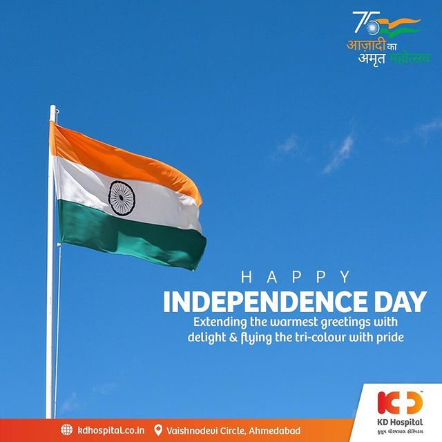 Wishing you a Happy Independence Day 2022!

Let’s salute the martyrs for the sacrifice they made and thank them for giving us our freedom. 

#IndependenceDay #HappyIndependenceDay #HarGharTiranga #AzadiKaAmritMahotsav #75thIndependenceDay #India #KDHospital #NABHHospital #Ahmedabad #Gujarat #India