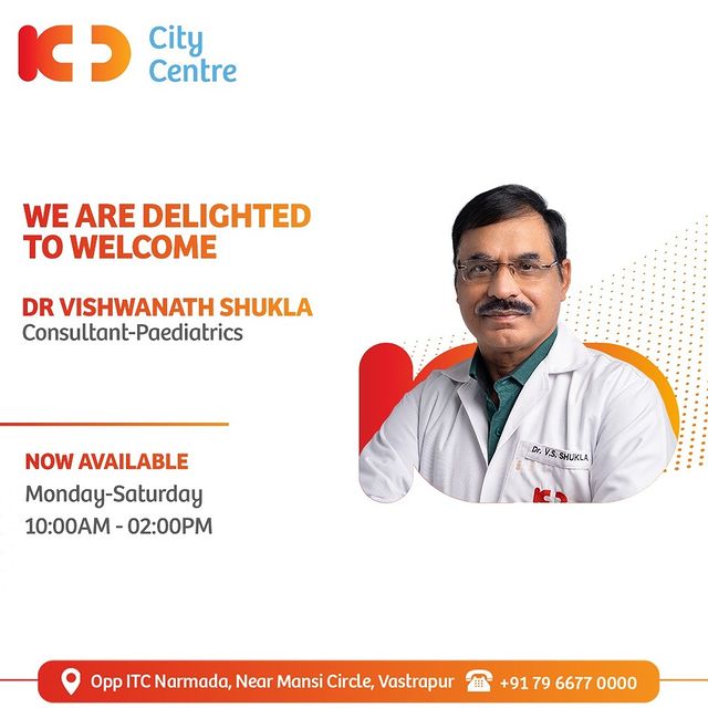 KD City Centre welcomes Dr Vishwanath Shukla, Consultant Paediatrics with over 30 years of experience.
For appointments, call Now on 079 66770000.

#KDHospital #KDBlossom #KDCityCentre #parents #parenting #parenthood #mother #children  #paediatrician #paediatrics #childspecialist  #paediatricclinic #paediatricsurgery  #paediatricians #paediatricdietitian #Kidshealth #pediatric #Child #Nutrition #Pediatrician #childspecialist #bestchildrenhospital  #childcare  #childhealth #childhealthcare #childhospital #YoursToMake #trendinginahmedabad #Ahmedabad #Gujarat #india