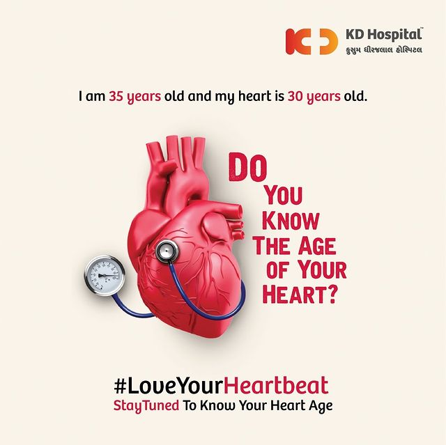 Today, heart disease and stroke are significant health problems. High blood pressure, diabetes, and stress are the main risk factors for causing heart disease and stroke. All these factors determine 'The Heart Age' and how healthy it is.

So, #StayTuned to know how old your heart is.

#KDHospital #WorldHeartDay #HeartDay #HeartAge #KnowTheAgeOfYourHeart #LoveYourHeartbeat