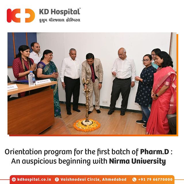 We are delighted to announce KD Hospital's association with the Institute of Pharmacy, Nirma University for the brand-new Pharm.D programme, where the student's clinical training will be completed at KD Hospital, Ahmedabad. 
Special thanks to Shri K.K. Patel, Vice President & Dr Anup Singh, Director General Nirma University for their support in establishing this bond. We are committed to provide the best clinical training & support to the students.

@nirma_pharmacy_official 

#KDHospital #pharmaceuticals #pharmacy #health #healthcare #hospital #medical #medicine #BestMultispeacialityHospital #QualityCare #Pharmaceutical #Fresh_Grad_Welcome #Orientation_Programme #PharmD #IPNU2022 #nirmauniversity #interactivegrams #instagrameverywhere #YoursToMake #Gujarat #india