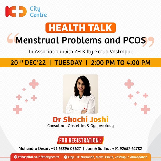Join us on 20th December 2022 between 2:00 pm & 4:00 pm at KD City Centre, with Dr Shachi Joshi, Consultant Obstetrics & Gynaecology, as we discuss Menstrual Problems & PCOS. For registrations, contact Mr Mahendra Desai at +91 63596 03627 & Mr Janak Sadhu at +91 92652 62782. 

@doctor.shachijoshi 

#KDHospital #KDCityCentre #Doctor #health #healthylifestyle #weightloss #womenshealth #pcos #endometriosis #hormones  #obstetricia #ultrasound  #womenshealth #pcos #pregnant #pcosweightloss #miscarriage #periodproblems #pcosfighter #pcosdiet #pcosawareness #pcoswarrior #pcosweightlossjourney #pcossupport #pcosjourney #pcospregnancy #pcoslifestyle