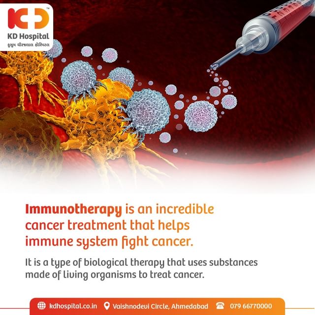 Immunotherapy is a type of cancer treatment that helps your immune system fight cancer. The immune system helps your body fight infections and other diseases. It is made up of white blood cells and organs and tissues of the lymph system.

#KDHospital #immunotherapy #immunooncology #cancertreatment #cancerfighter #cancerhealth  #oncology #chemotherapy #cancersupport #cancercare #cancertreatment #cancersurvivor #cancerfree  #preventcancer #oncology #cancerprevention #cancerdetection #earlydetection #cancersurvivor #cancertreatment #bloodcancer #doctor #hospital #doctors #healthcare #WellnessThatWorks #YoursToMake #Ahmedabad #Gujarat #India