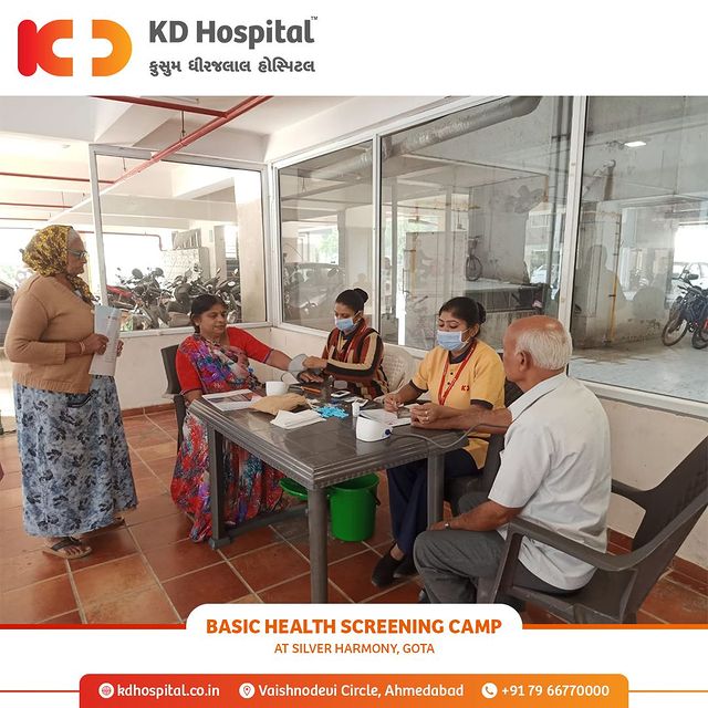 KD Hospital conducted a Basic Health Screening Camp at Silver Harmony Residential Society, Gota that received a great response from the residents. This camp was organized for senior citizens and provided them with basic health screening and facilitation of regular checkups.

#KDHospital #BestMultispeacialityHospital #QualityCare #wellness #goodhealth #Doctor #Surgery #Medical #Medicine #besthospital #hospital #interactivegrams #healthcheckupcamp #freehealthcheckup #camp #Healthylife #RegularCheckups #WellnessThatWorks #healthyliving #healthcare #physicians #surgeon #Ahmedabad #Gujarat #indianarmy
