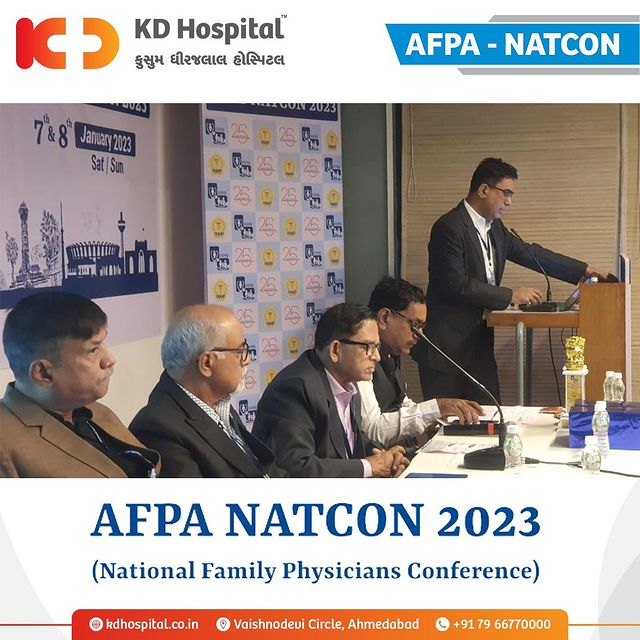 The 21st annual conference of the Ahmedabad Family Physicians Association, AFPA-NATCON was held on 7th & 8th Jan'2023, where we had an excellent opportunity to showcase our expertise. During this event, speakers from all over India shared their thoughts on the future of GPs & the importance of Family Medicine. A panel of top doctors from KD Hospital interacted with the audience and also shared their insights on the subject.

#KDHospital  #health #event #physicians #Doctors #hospital #medicalconferences #BestMultispeacialityHospital #QualityCare #wellness #goodhealth #Doctor #Surgery #Medical #Medicine #medical #healthcare #conference #doctors #ortho #doctorlife #doctorsofinstagram #surgeons #besthospital #hospital #trendinginahmedabad #Ahmedabad #Gujarat #india