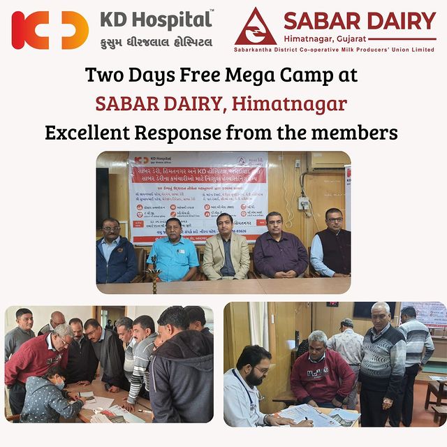 Exclusively for Sabar Dairy employees, KD Hospital recently organised a health checkup camp at Himatnagar. This camp received an immensely positive response from all employees and managing committee members.

#KDHospital #BestMultispeacialityHospital #Hi5KD #5yearsofhealingKD  #health #healthylifestyle #medical #healthiswealth #healthcare #healthandwellness #gethealthy #healthbenefits #hospital #medical #health #treatments #hospital  #healthandwellness #doctors #physician #hospitals #healthcareheroes #healthcareworker #healthybody #prevention #checkup #diagnosis #bloodtest #healthtech #earlydetection #diagnostics