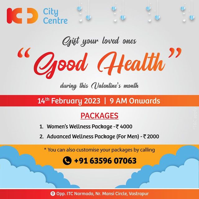 With KD City Centre, Gift Good Health to your loved ones, this Valentine's Week and show your care: Health is Wealth. Visit us on 14th Feb 23, 9 AM onwards & avail yourself of exclusive offers on our Wellness packages for men's & women's health.

To customize health checkup packages & appointments call us on +91 63596 07063.
Reach KD City Centre by clicking on this link in Bio.

#KDCityCentre #KDHospital #valentinesday2023 #Hi5KD #5yearsofhealingKD #QualityCare #wellness #goodhealth #Medical #Medicine #besthospital #hospital #Healthylife #RegularCheckups  #gifts #happyvalentinesday #valentinesgift #happyvalentine #valentinesgifts  #valentinesday #valentinesdaygift #valentinespecial #valentinesweek #loveone #WellnessThatWorks #healthyliving #healthcare #physicians #surgeon #Ahmedabad