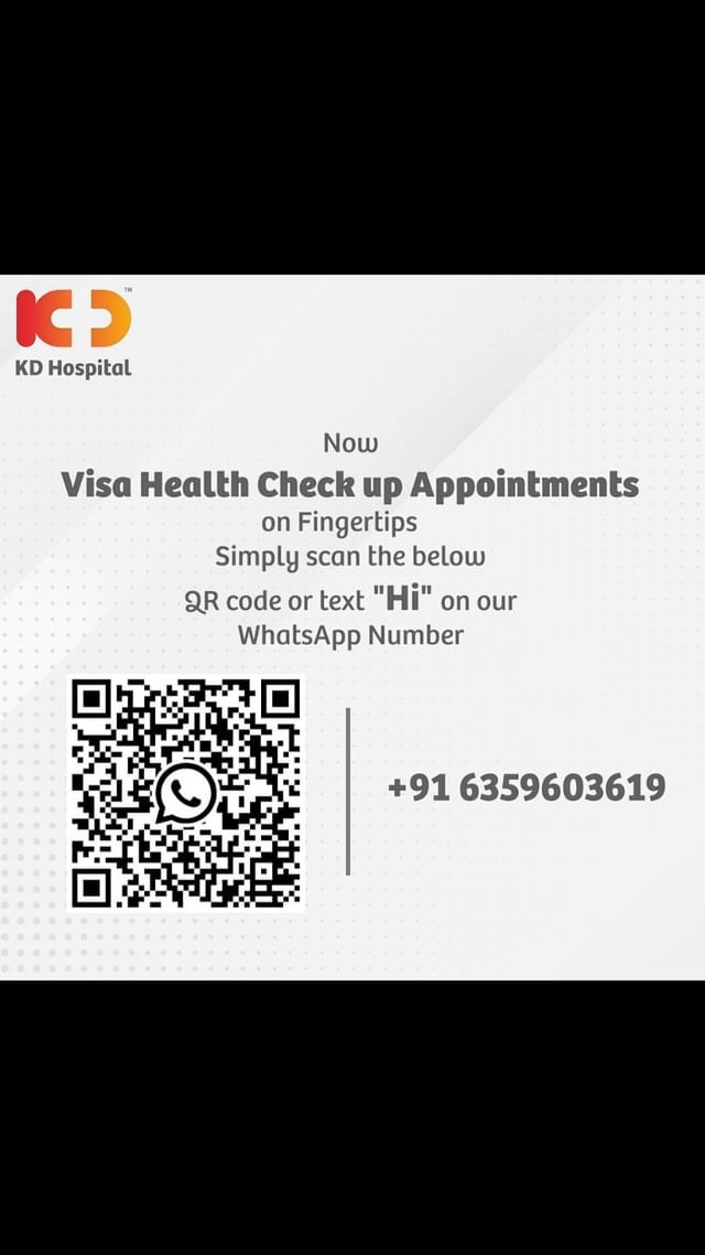 Visa Health checkup appointments are made easy with our new chatbot!
Say goodbye to long wait times and Hi to quick and convenient appointments. Just scan the QR code or drop a “Hi” on Whatsapp at +91 63596 03619 to get an appointment for your Visa health check-up at KD Hospital.

#KDHospital #Hi5KD #5yearsofhealingKD #BestMultispecialityHospital  #WhatsappChatBot #canada #australia #usa #migration #immigrants #studyincanada #studentvisa #immigrant #studyinaustralia #studyinuk #immigrationconsultant #immigrationtocanada #immigrationnews #immigrationtoaustralia #immigrationusa #digital #technology #customerservice #customersupport #chatbots #WellnessThatWorks #trendinginahmedabad #ahmedabad