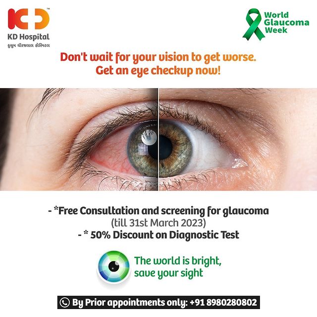 Listen to your Eyes by availing of a Free Consultation & Screening for Glaucoma at KD Hospital along with a 50% discount on diagnostic tests till 31st March 2023. Services are available only by prior appointments at +91 8980280802, book your slots now!

#KDHospital #Hi5KD #5yearsofhealingKD #GlaucomaAwareness #LowVision #HealthyEye #Doctors #Ophthalmology #eyecheckup #vision #eyecare #eyedoctor #eyes #eyespecialist #glasses #eyeclinic #eyehealth #hospitals #healthcare #eyes #vision #doctor #medicine #glaucomaawareness #glaucomasurgery #glaucomasucks #glaucomaawarenessmonth #glaucomaweek #glaucomatreatment #glaucomaspecialist