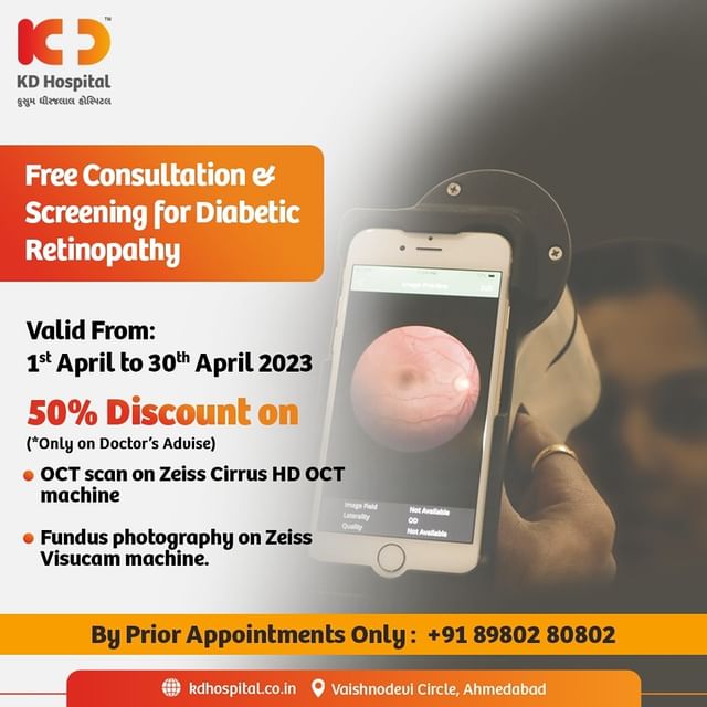 A clear vision for a healthier you! 
Don't miss out on our limited-time offer of 50% off Diabetic Retinopathy diagnostics. 

Book your appointment now to take control of your eye health.Call Now: +91 +918980280802.

#KDHospital #Hi5KD #5yearsofhealingKD #diabetesawareness #retinopathy #healthcareforall #DiabeticRetinopathy #HealthyVision  #DiabetesAwareness #HealthCheckup #ClearVisionAhead #NeverLoseSight
#diabetesawareness #diabetesprevention
#diabetesmanagement #diabeticeyehealth
#retinopathyawareness #retinopathyawarenessmonth #diabeticvisionloss #eyehealthmatters
#eyecareforall #visionlossprevention
#diabetescomplications #diabeteshealthtips
#diabeteswellness
#diabeteslifestyle