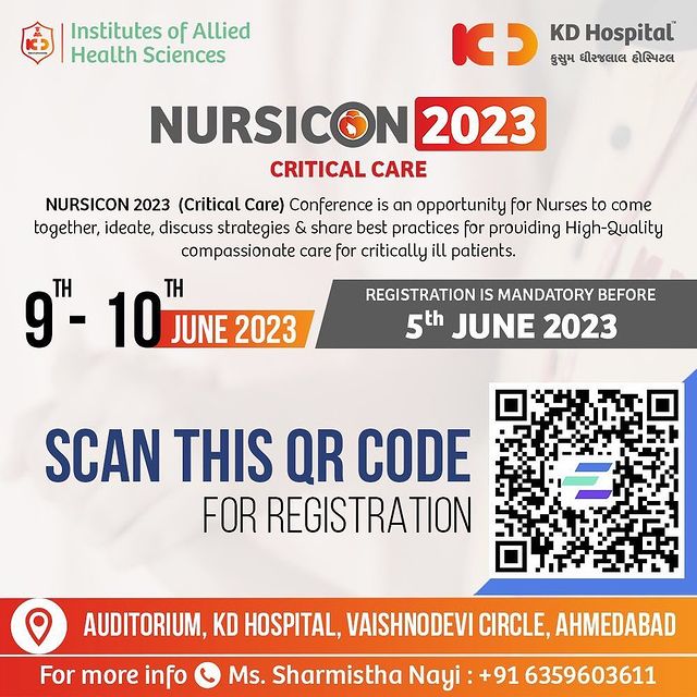 Calling all Nurses!
NURSICON 2023, We are committed to empowering nurses with the knowledge and skills they need to provide exceptional Critical Care. 
Join us for this transformative experience and take your nursing practice to the next level.
Scan the QR Code to Register Now! Early Bird Discount for the first 25 Registrations.
For more information call now: +91 6359603611.
Click the link in bio for the detailed Brochure of NURSICON 2023 

#KDHospital #Hi5KD #5yearsofhealingKD #health 
#nurse #care #hospital #medical #healthcare #nurselife #nursing #studentnurse #nursingschool #nursingstudent #studentnurse #futurenurse  #Nurse #nursingcollege #BscNursing #GNM #Nursingeducation #Academics #courses #medicos #conference #medicalstudent  #alliedhealth #EmpoweringFutureHealthcare #HealthcareEducation #nurselife #nursing #studentnurse