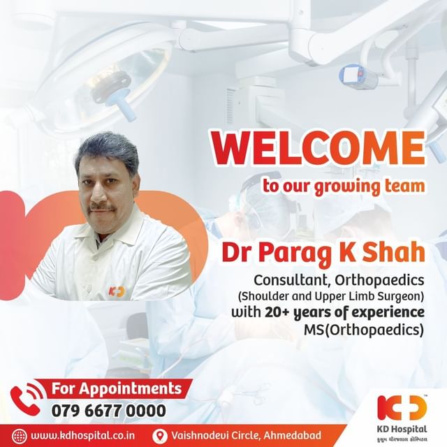 Welcoming Dr Parag K Shah to the KD Hospital family! 
With over 20 years of expertise in Orthopaedics, specializing in Shoulder and Upper Limb Surgery, we're excited to have such a skilled and dedicated professional on board. 
For Appointments Call now: 079 6677 0000.

#KDHospital #ExpertCare #OrthopaedicsExcellence #KDHealingHands #health #sports #recovery #pain #doctor #medicine #hospital #medical #healthcare #surgery #trauma #injury #ortopedia #shoulders #mobility #joint #shoulderpain