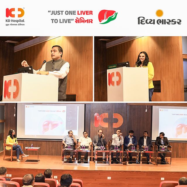 Capturing the moments from the 'JUST ONE LIVER TO LIVE' seminar - an enlightening event by Divya Bhaskar and KD Hospital.
Our panellists shed light on critical topics: Fatty Liver, Hepatitis, and Cirrhosis of the Liver.

Let's remember, we have just one precious liver - let's take care of it! 
Prevention is better than cure, early diagnosis better prognosis.

The program ended in a pledge by all the members present, they pledged support through Ministry of Health & Family welfare (Govt. Of India) & NOTTO - One Nation, One Organ Donation Card.

#liver #health #livertransplant #liverhealth #hepatitis #liverdisease #hepatitisb #hpv #hpvcure #hepatitisstigma #transplant #organdonation #notto #donatelife #health #livertransplant #giftoflife #organtransplant #organdonor #medical #hospital