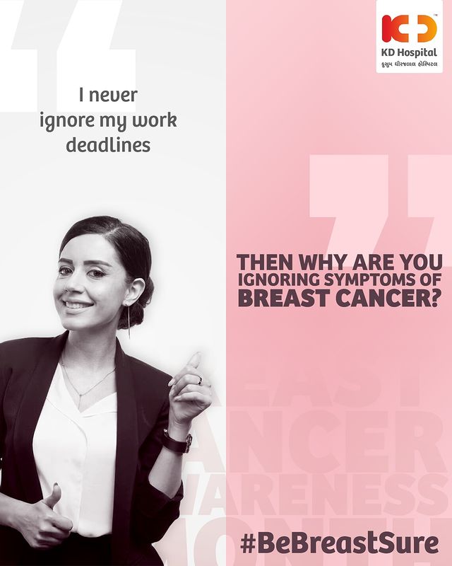 Women tend to ignore symptoms like unexplained weight loss, consistent fever, etc thinking it would be just a normal flu. 

But these are also some of the probable symptoms of breast cancer which YOU cannot afford to ignore!

Do not ignore symptoms of Breast Cancer and #bebreastsure 

#BeBreastSure #BreastCancerAwareness #BreastHealth #Pinktober #KDHospitals #ahmedabad #gujarat #india