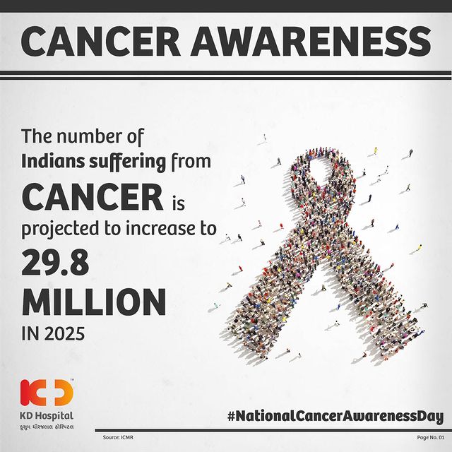 Cancer is on the rise but so is our awareness about it!

With the right amount of preventive measures, cancer's spread can be slowed down!

#NationalCancerAwarenessDay #KDHospitals #Ahemdabad #Gujarat #India