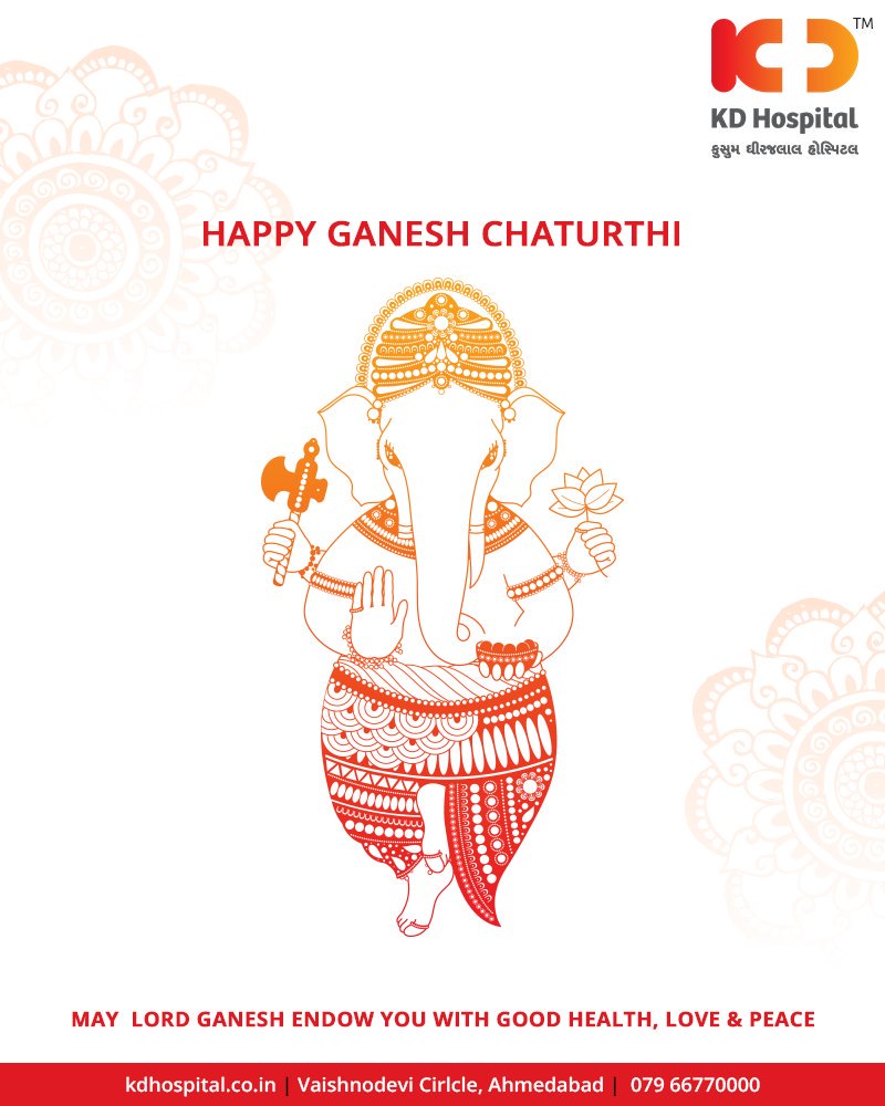 May Lord Ganesh endow you with good health, love & peace

#GaneshChaturthi #GanpatiBappaMorya #Ganeshotsav #HappyGaneshChaturthi #GaneshChaturthi2018 #KDHospital #Ahmedabad https://t.co/5zTLZwPAXj