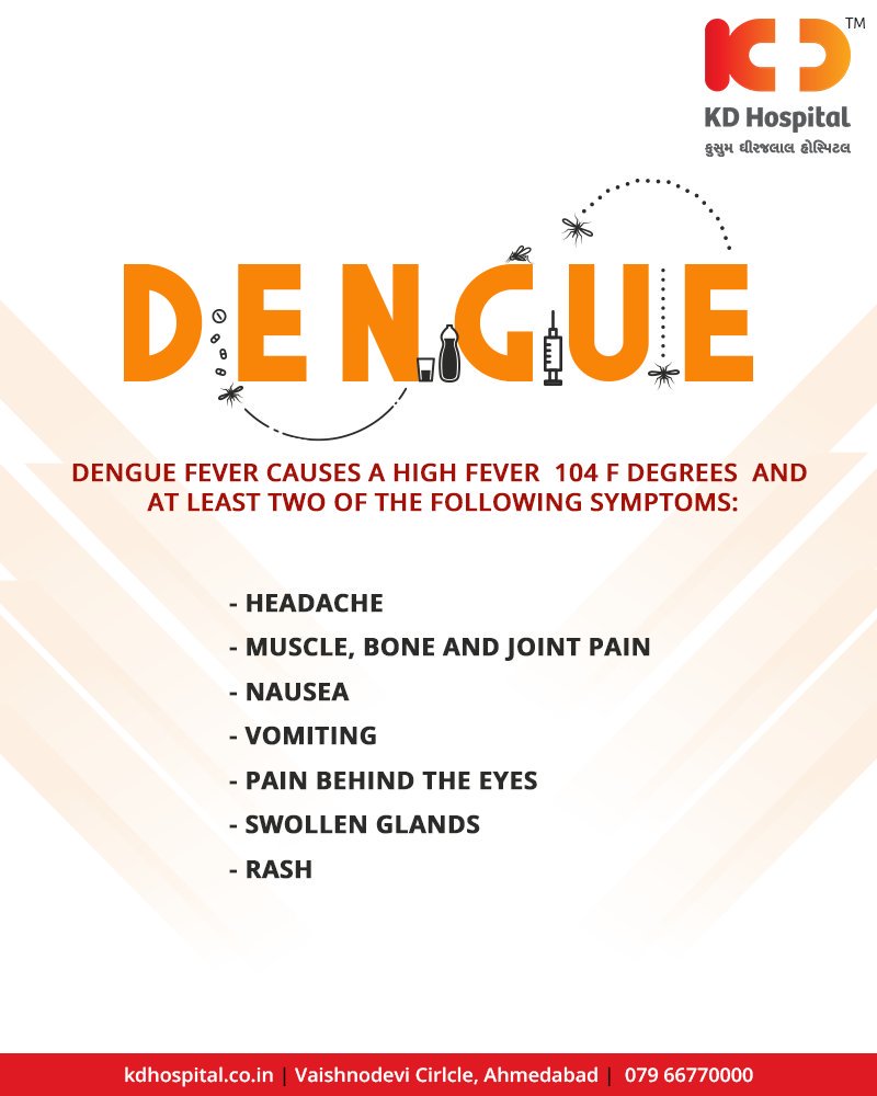 Dengue hemorrhagic fever (DHF) is characterized by a fever that lasts from 2 to 7 days, with general signs and symptoms consistent with dengue fever. 

#Dengue #DengueFever #KDHospital #Ahmedabad #Healthcare #HealthyLifestyle #GoodHealth https://t.co/hq7rsRe9QP