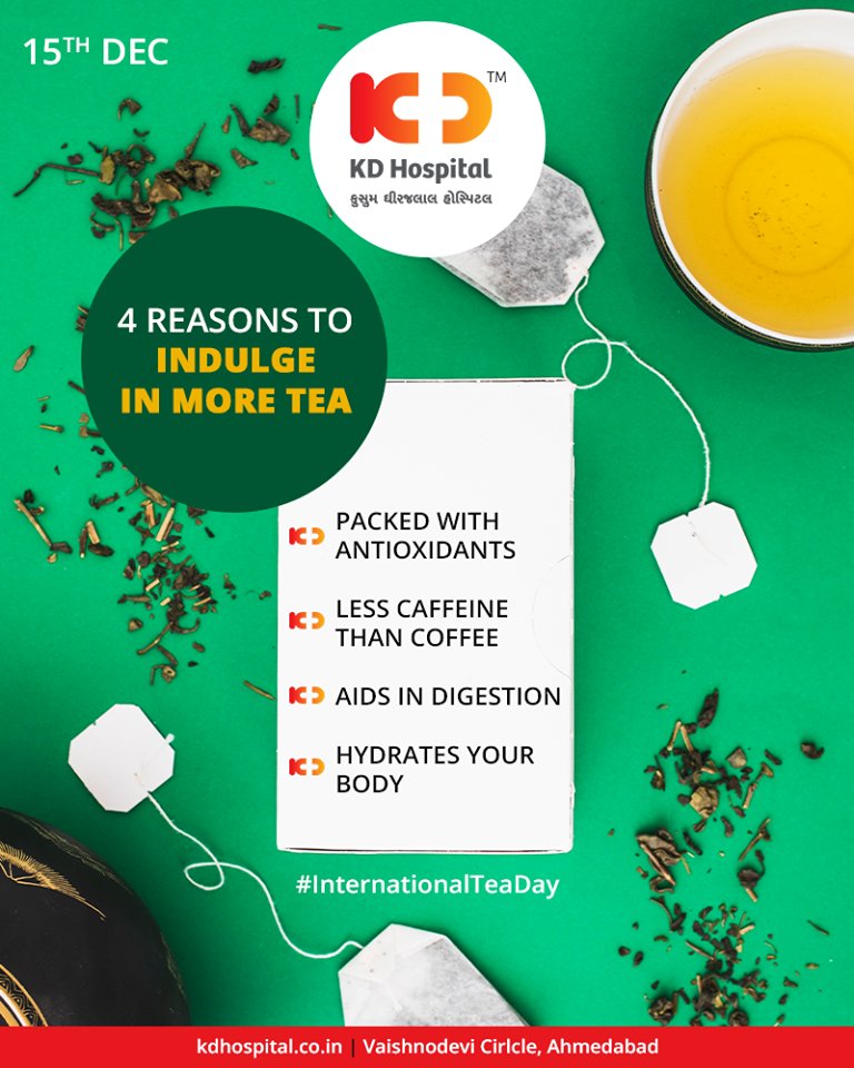 There are more than 1reasons to indulge in a happy cup of healthy tea!

#InternationalTeaDay #KDHospital #GoodHealth #Ahmedabad #Gujarat #India https://t.co/EQyuXozVxJ