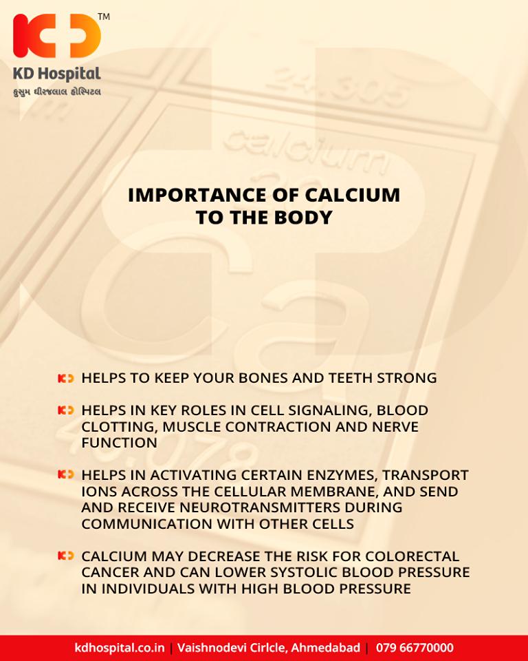 Calcium is essential for your body's overall nutrition and health. Calcium makes up approximately 2 percent of your total body weight and contributes to many basic body functions, including disease prevention and absorption of other nutrients.

#Calcium #KDHospital #GoodHealth https://t.co/bzKL3Gghd7