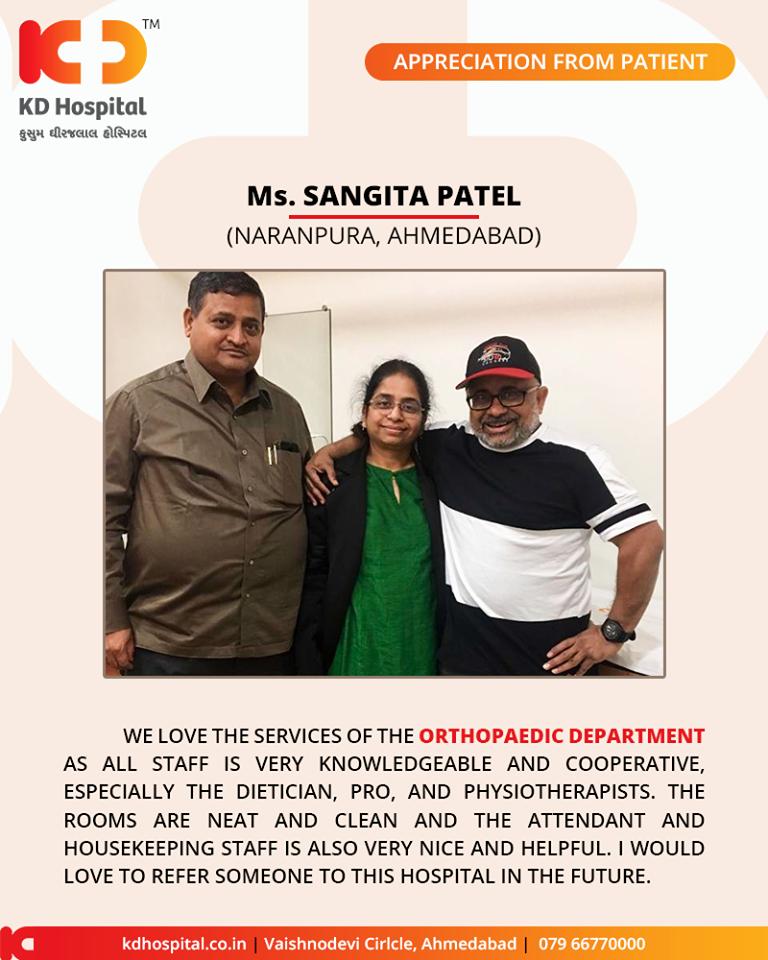 It feels great to receive such positive & heart-warming appreciation from our patients!

#KDHospital #GoodHealth #Ahmedabad #Gujarat #India #Appreciation https://t.co/6OrlCPZyJe