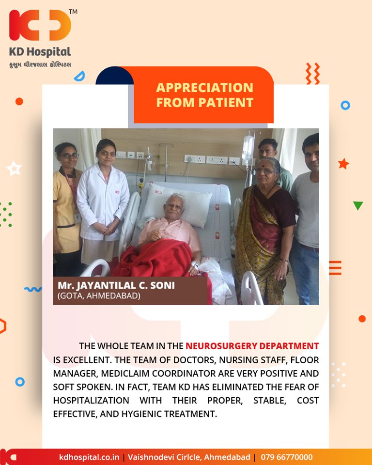 It feels great to receive such positive & heart-warming appreciation from our patients!

#KDHospital #GoodHealth #Ahmedabad #Gujarat #India #Appreciation https://t.co/GDtMu3sbKJ