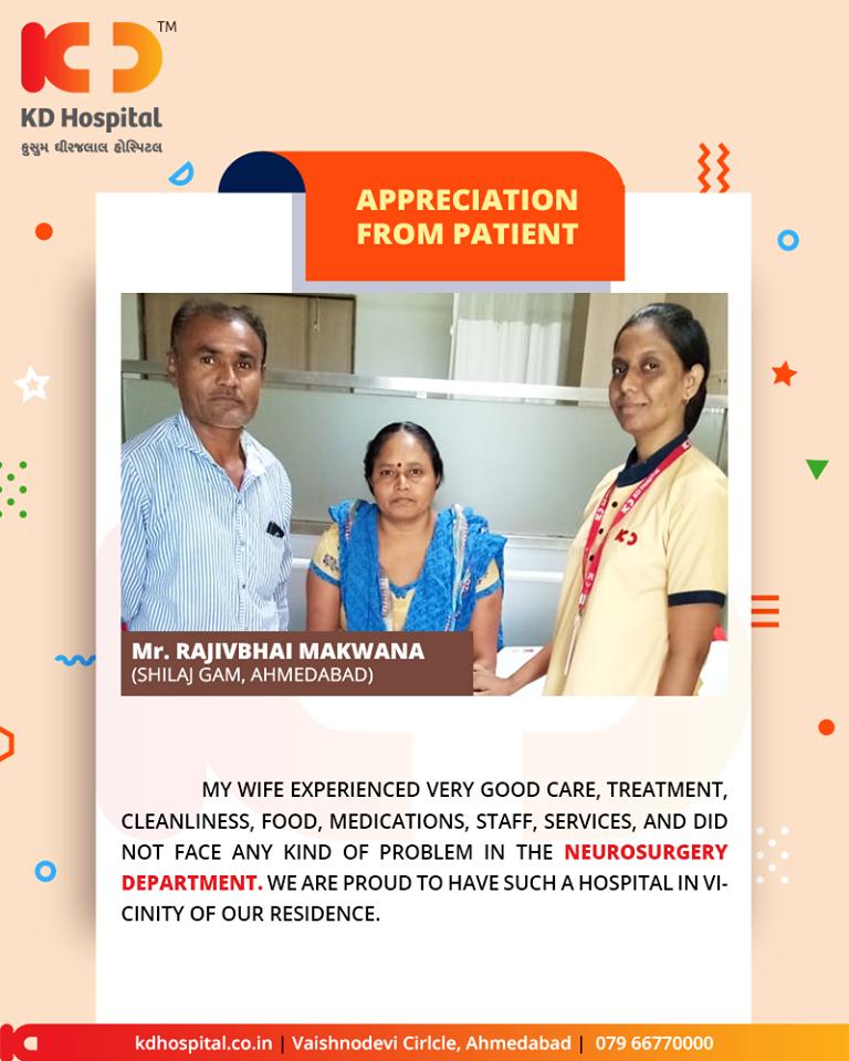It feels great to receive such positive & heart-warming appreciation from our patients!

#KDHospital #GoodHealth #Ahmedabad #Gujarat #India #Appreciation https://t.co/L5fKCZsmY3