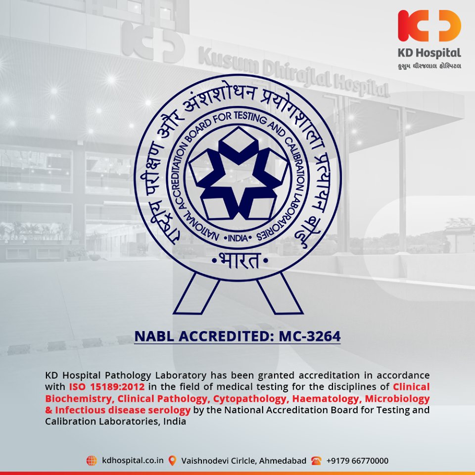 KD Hospital Pathology Laboratory has been granted accreditation in accordance with ISO 15189:2012  
ReadMore:https://t.co/ei33i7qU3t

#KDHospital #goodhealth #health #wellness #fitness #healthy #healthiswealth #wealth #healthyliving #joy #patientscare #Ahmedabad #Gujarat #India https://t.co/QAyFqmJlPs