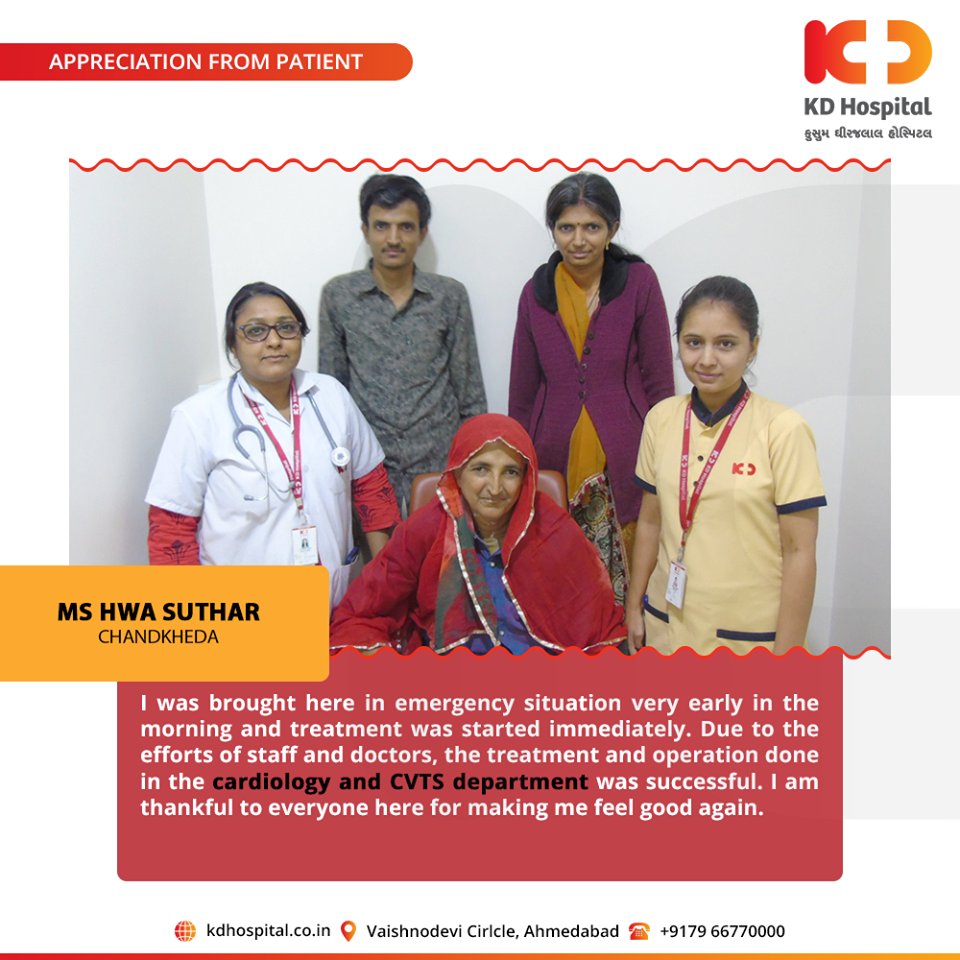 It feels great to hear such kind and touching appreciation from our patients!

For appointment call: +91 79 6677 0000

#KDHospital #GoodHealth #Ahmedabad #Gujarat #India #Appreciation https://t.co/qOpS3Q3MHs