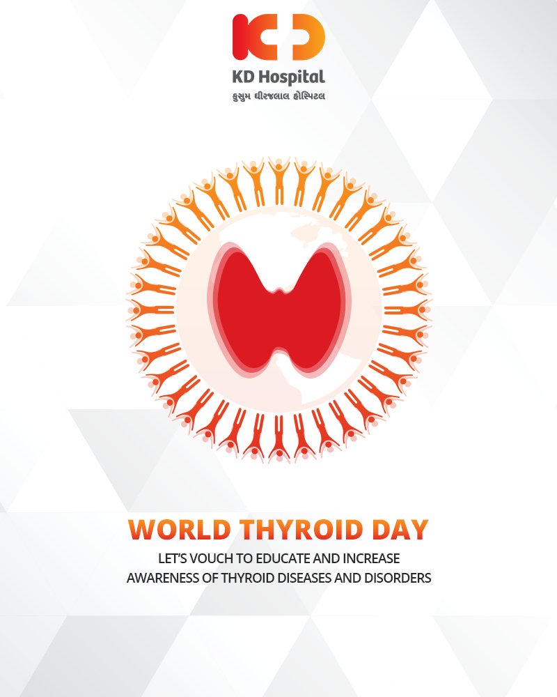 The thyroid gland synthesises thyroid hormones that are responsible for many of the complex metabolic processes in the body including nervous, muscular and skeletal systems.
#WorldThyroidDay #KDHospital #Ahmedabad #Healthcare #GoodHealth https://t.co/9zJQNTLlmd